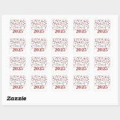 Sticker Carré Graduation Argent Rouge Confetti 2025 (Feuille)