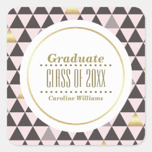 Sticker Carré Graduation de Motif géométrique rose vif
