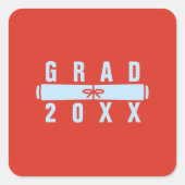 Sticker Carré Graduation Diploma Red & Blue Envelope Seal (Devant)