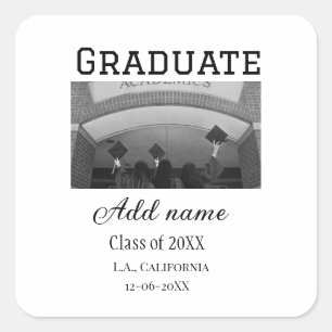 Sticker Carré Graduation fgrats ajouter nom photo ville date cla