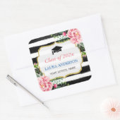 Sticker Carré Graduation Floral noir blanc bande (Enveloppe)