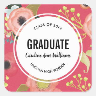 Sticker Carré Graduation Florale moderne