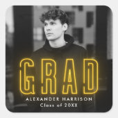 Sticker Carré Graduation moderne du néon jaune (Devant)