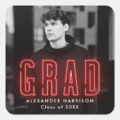 Sticker Carré Graduation moderne du néon rouge (Devant)
