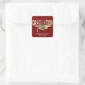 Sticker Carré Graduation Moderne Elégant Faux Gold Red (Sac)