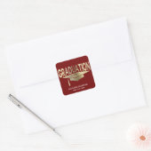 Sticker Carré Graduation Moderne Elégant Faux Gold Red (Enveloppe)