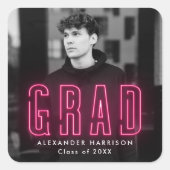 Sticker Carré Graduation moderne en néon rose chaud (Devant)