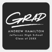 Sticker Carré Graduation moderne en pointillé noir et blanc (Devant)