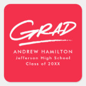 Sticker Carré Graduation moderne en pointillé rouge pâle (Devant)