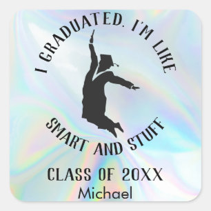 Sticker Carré Graduation personnalisée 2025 Iridescente