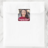Sticker Carré Graduation Photo Félicats Grad Class 20XX Custom (Sac)