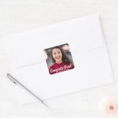 Sticker Carré Graduation Photo Félicats Grad Class 20XX Custom (Enveloppe)