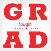 Sticker Carré Graduation rouge et blanche (Devant)