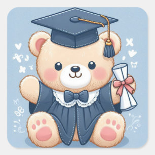 Sticker Carré "Graduation Teddy Bear Delight"
