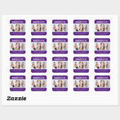 Sticker Carré Graduation violette et blanche Collage photo perso (Feuille)