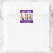 Sticker Carré Graduation violette et blanche Collage photo perso (Sac)