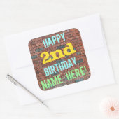 Sticker Carré Graffiti murale en briques inspiré 2e anniversaire (Enveloppe)