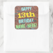 Sticker Carré Graffiti muraux de briques inspiré 13ème anniversa (Sac)