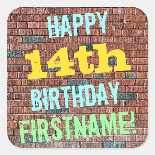 Sticker Carré Graffiti muraux de briques inspiré 14e anniversair (Devant)