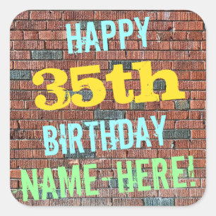 Sticker Carré Graffiti muraux de briques inspiré 35ème anniversa