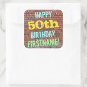 Sticker Carré Graffiti muraux de briques inspiré 50e anniversair (Sac)