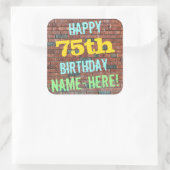 Sticker Carré Graffiti muraux de briques inspiré 75e anniversair (Sac)