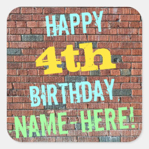 Sticker Carré Graffiti muraux de briques inspirés 4ème anniversa