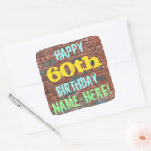 Sticker Carré Graffiti muraux en briques inspiré 60e anniversair (Enveloppe)