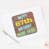 Sticker Carré Graffiti muraux en briques inspiré 67ème anniversa (Enveloppe)