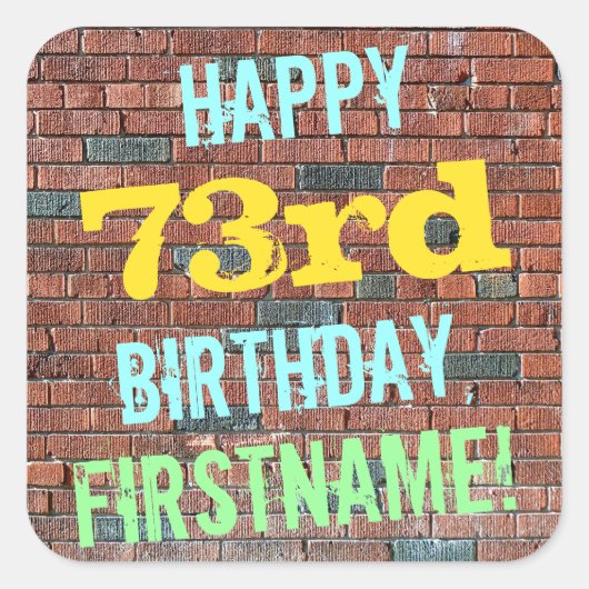 Sticker Carré Graffiti muraux en briques inspiré 73ème anniversa (Devant)