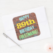 Sticker Carré Graffiti muraux en briques inspiré 89e anniversair (Enveloppe)