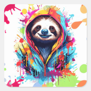 Sticker Carré Graffiti Sloth