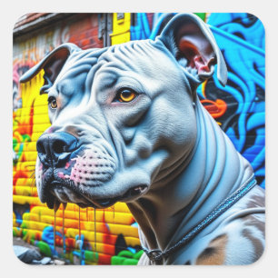 Sticker Carré Graffiti Street Art Pitbull