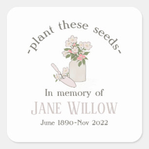 Sticker Carré Graines Plantes commémoratives de jolies fleurs