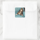 Sticker Carré Graisse amusant Tabby Chat Manger Gâteau Obtenir G (Sac)