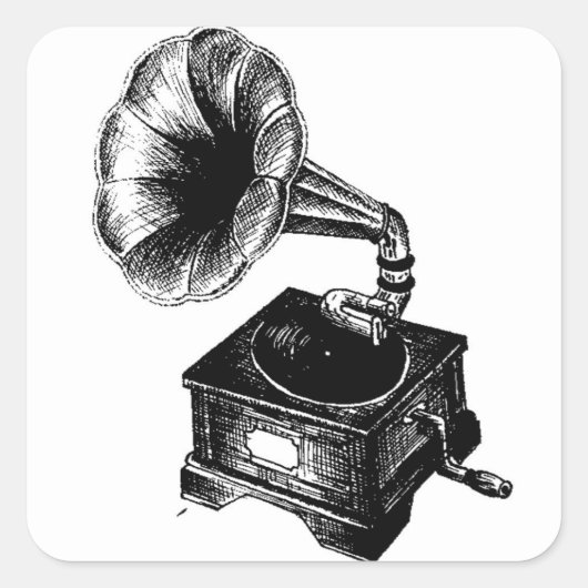 Sticker Carré Gramophone de Collection (Devant)