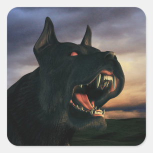 Sticker Carré Grand chien noir
