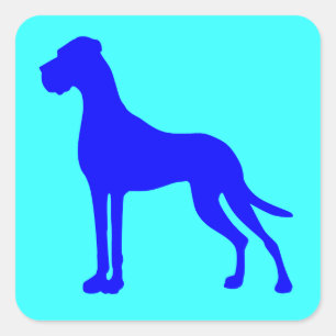 Sticker Carré Grand Danois bleu