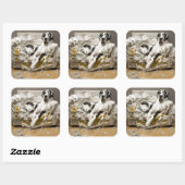 Sticker Carré Grand Danse Chevauché Canapé Pet Sitter Chien Walk (Feuille)