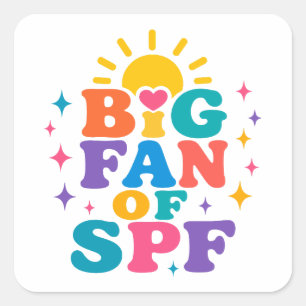 Sticker Carré Grand fan de la protection solaire SPF en été