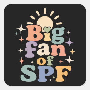 Sticker Carré Grand fan de la protection solaire SPF en été