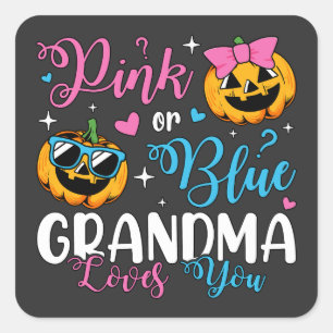 Sticker Carré Grand-Mère Rose Ou Bleu Vous Aime Bébé Citrouille