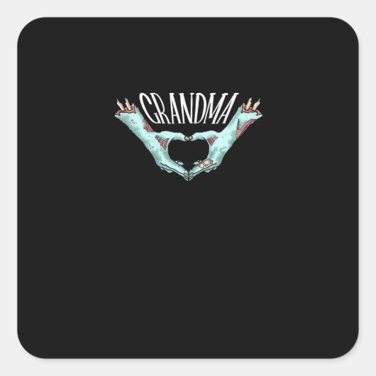 Sticker Carré Grand-mère Zombie Coeur main Halloween Costume fam (Devant)