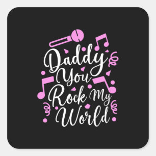 Sticker Carré Grand-père Cadeau Daddy You Rock My World