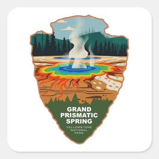 Sticker Carré Grand Prismatic Spring Yellowstone Arrowhead (Devant)