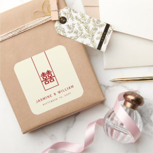 Sticker Carré Grand Rectangle double bonheur Mariage chinois