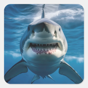 Sticker Carré Grand requin blanc