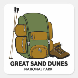 Sticker Carré Grand sac à dos du parc national des dunes de sabl