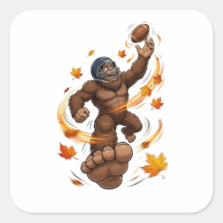 Sticker Carré Grand T-Shirt de Football Américain Bigfoot Drôle