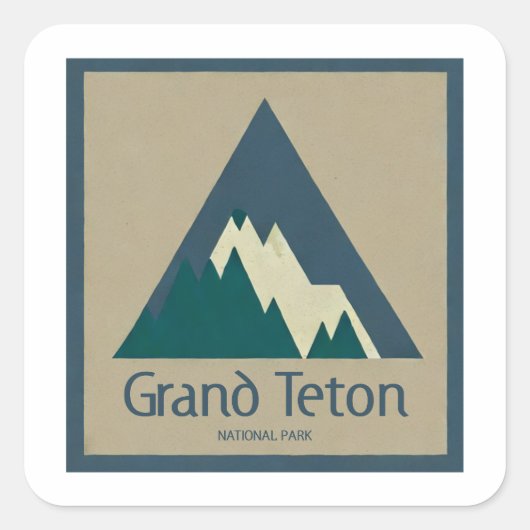 Sticker Carré Grand Teton National Park Rustic (Devant)